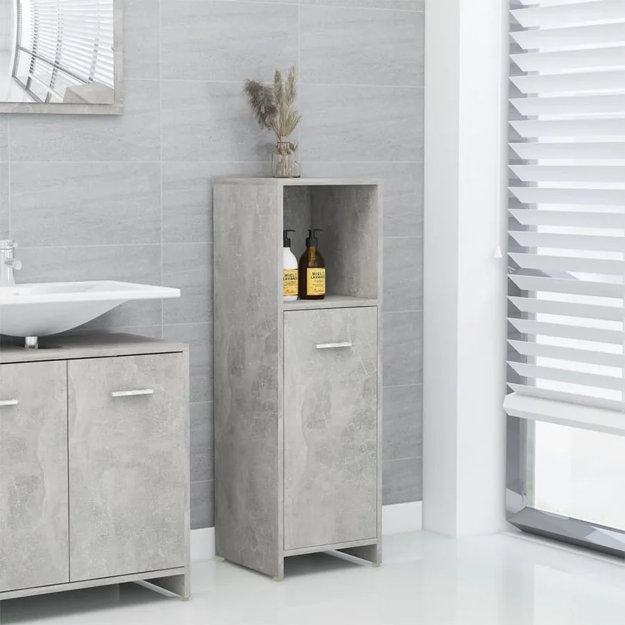 Armoire de salle de bain Gris béton 30x30x95 cm Bois ingénierie