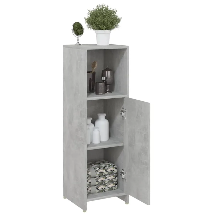 Armoire de salle de bain Gris béton 30x30x95 cm Bois ingénierie - 4