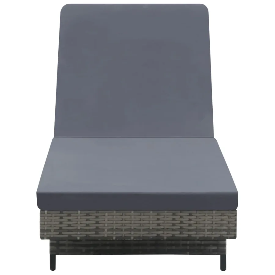 Chaise longue avec roues et coussin Résine tressée Anthracite - 4