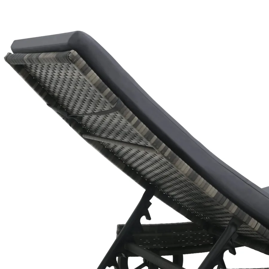 Chaise longue avec roues et coussin Résine tressée Anthracite - 5