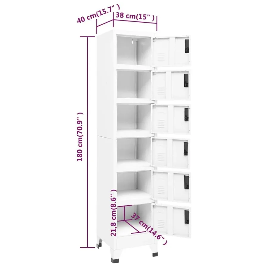 Armoire à casiers Blanc 38x40x180 cm Acier - 8