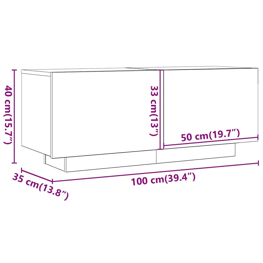 Meuble TV Chêne fumé 100x35x40 cm Bois d'ingénierie - 11