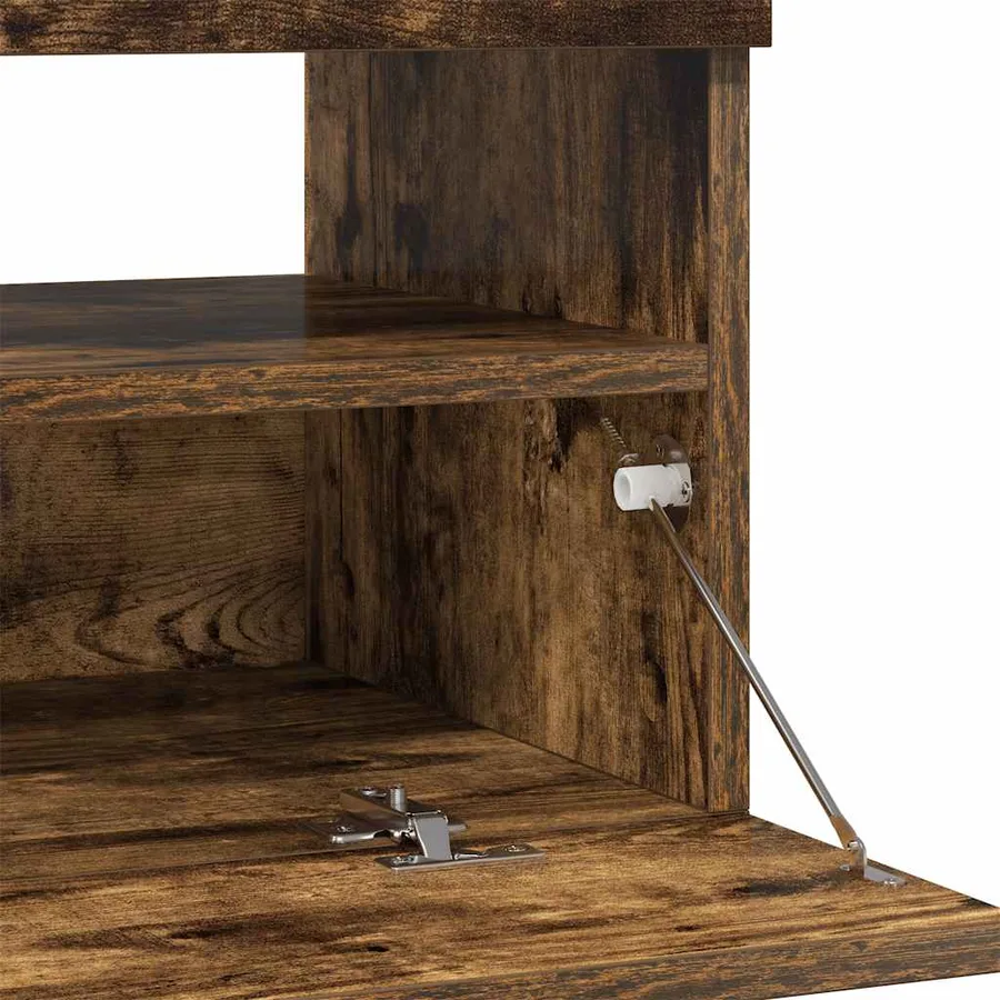 Meuble TV avec lumières LED chêne fumé 100x35x40 cm - 12