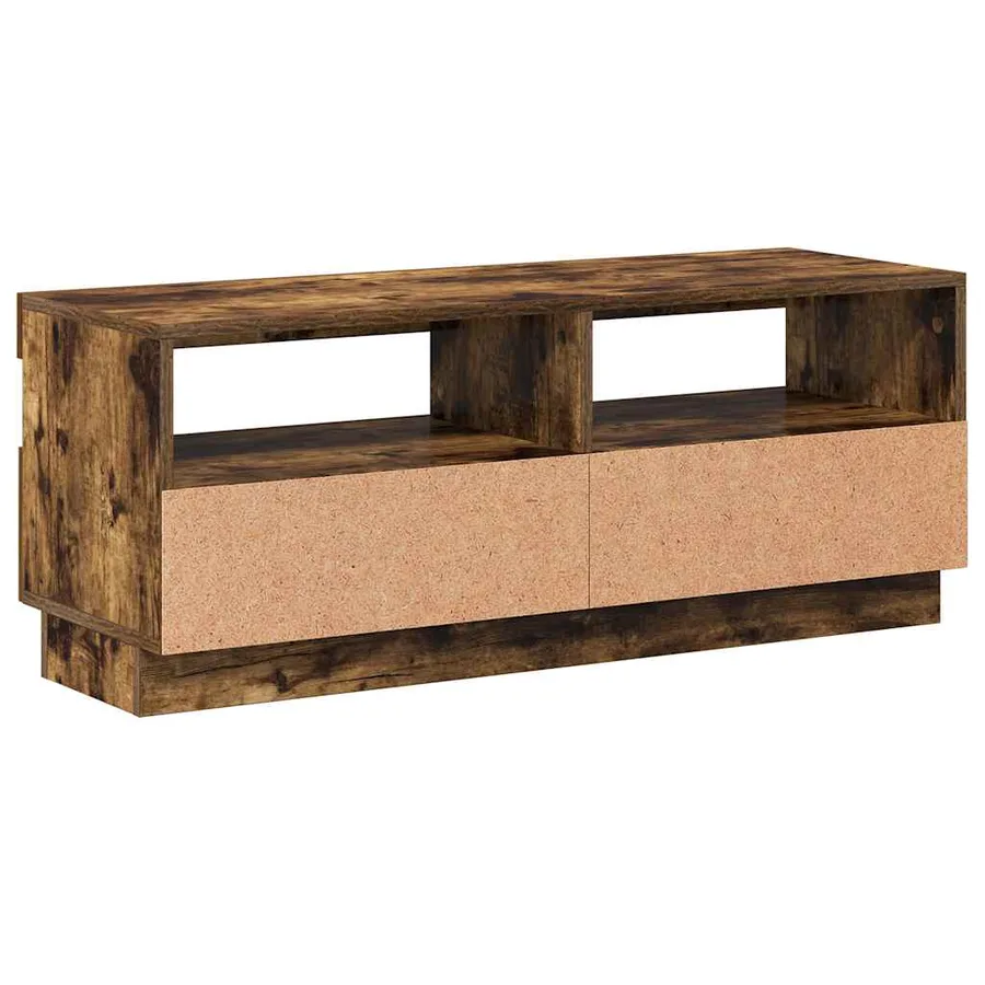Meuble TV avec lumières LED chêne fumé 100x35x40 cm - 8