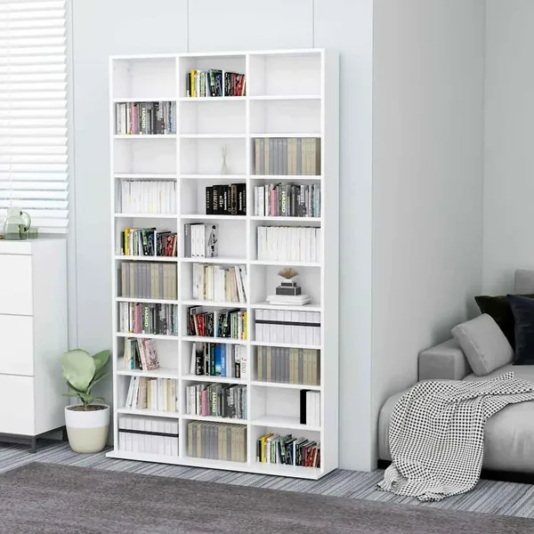 Armoire à CD Blanc 102x23x177,5 cm Bois d'ingénierie