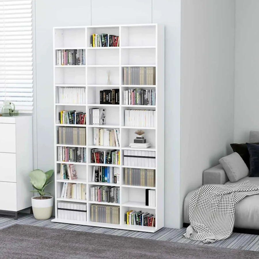 Armoire à CD Blanc 102x23x177,5 cm Bois d'ingénierie