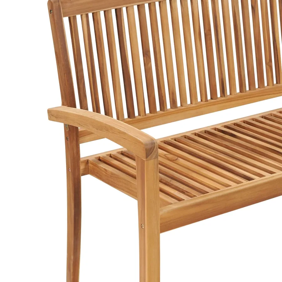 Banc de jardin empilable et coussin 128,5cm Bois de teck massif - 4