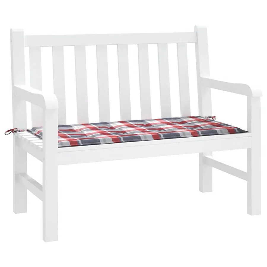 Coussin de banc de jardin motif à carreaux rouges 120x50x3 cm - 3