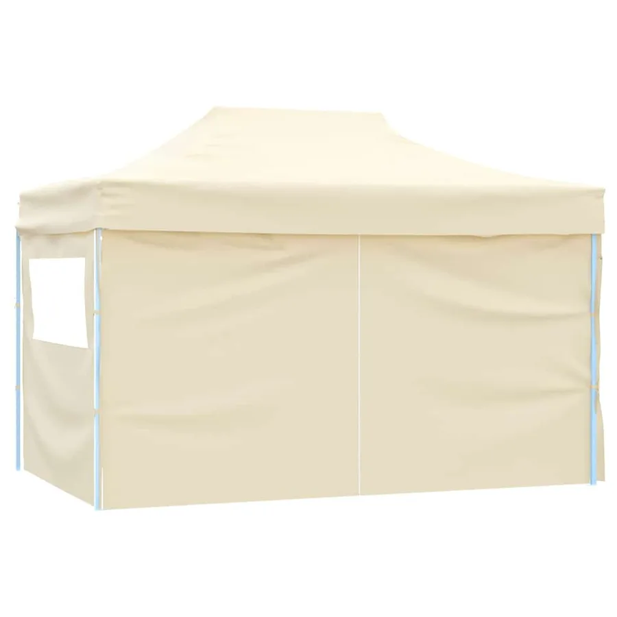 Tente de réception pliable avec 4 parois 3x4 m Acier Crème - 4