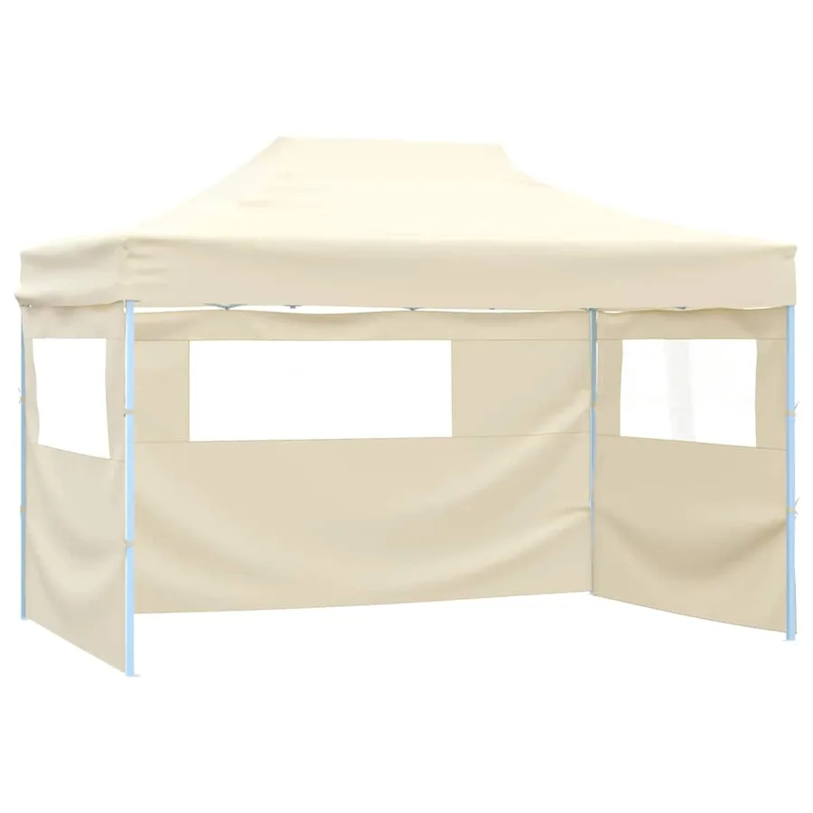 Tente de réception pliable avec 4 parois 3x4 m Acier Crème - 5