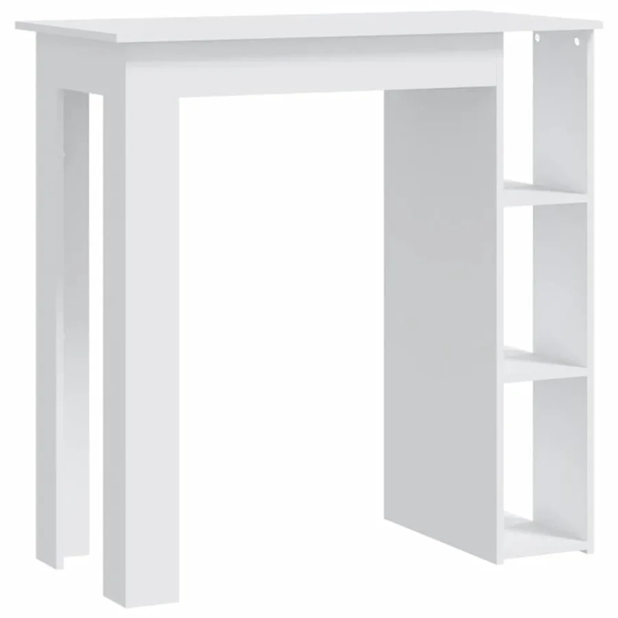 Table de bar et étagère Blanc 102x50x103,5 cm Bois d'ingénierie - 2