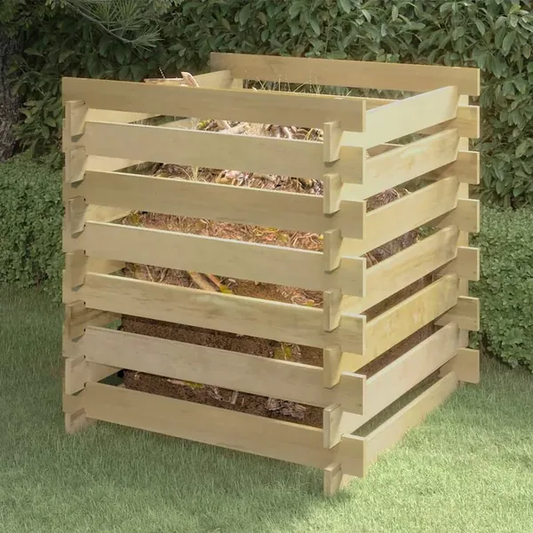 Composteur de jardin à lattes 90x90x90 cm Bois de pin imprégné