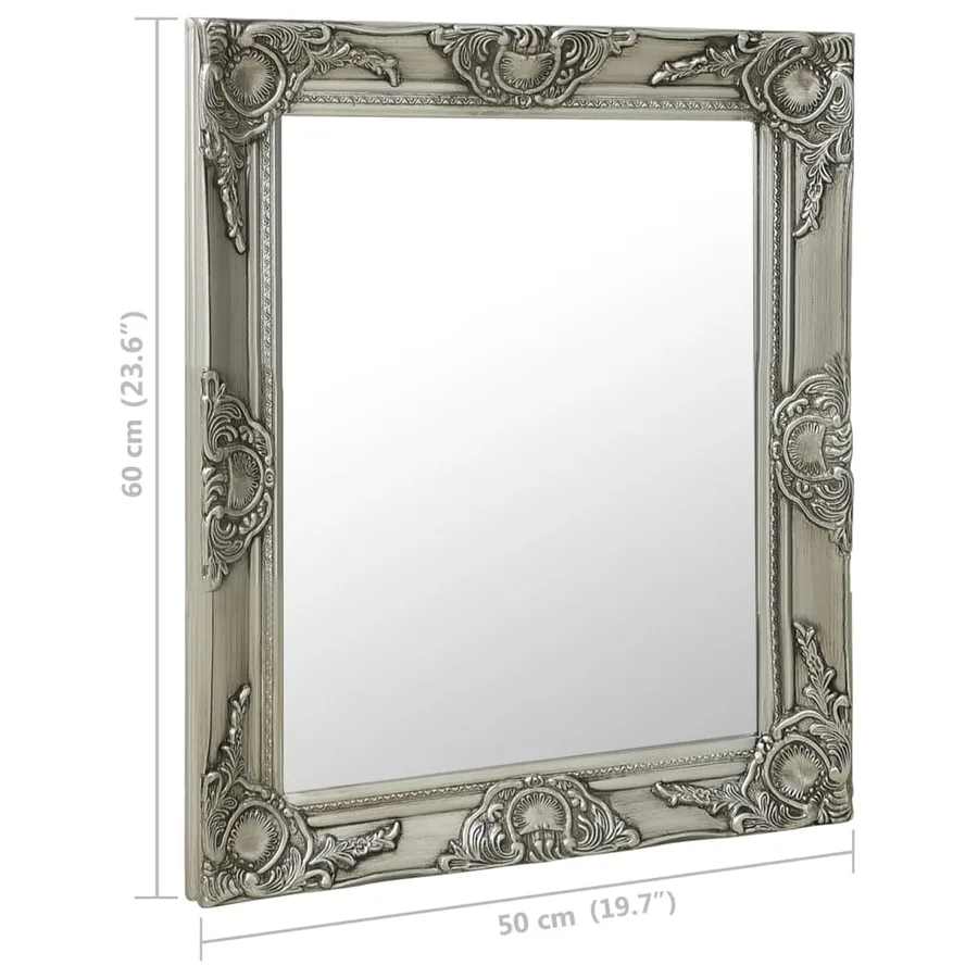 Miroir mural style baroque 50x60 cm Argenté - 6