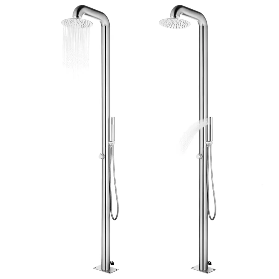 Douche de jardin avec base marron 230 cm Acier inoxydable - 2