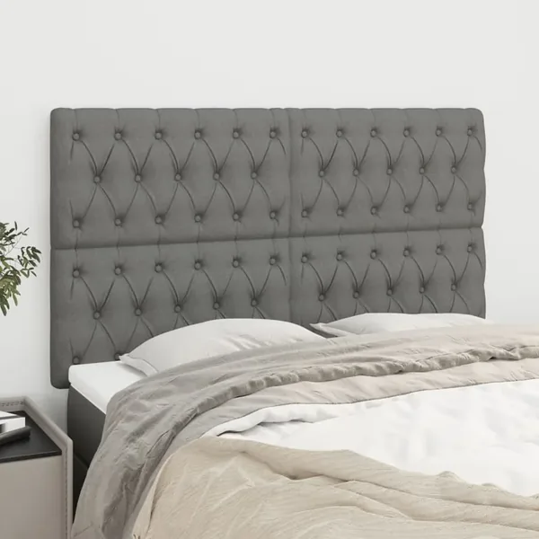 Tête de lit Gris foncé 144 x 7 x 118/128 cm Tissu