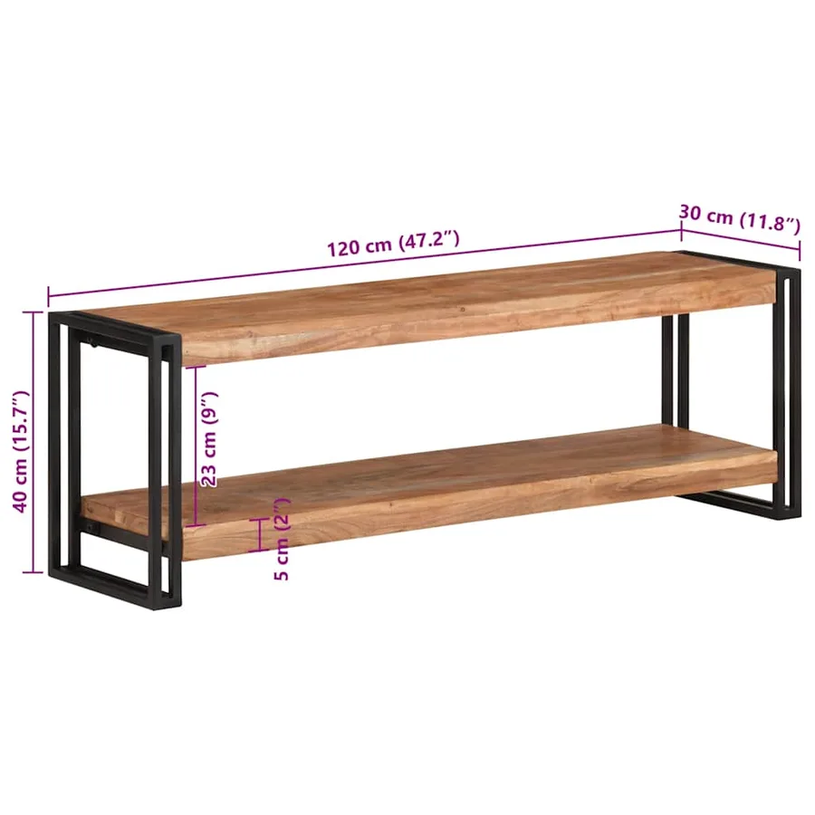 Meuble TV 120x30x40 cm Bois d'acacia massif - 11