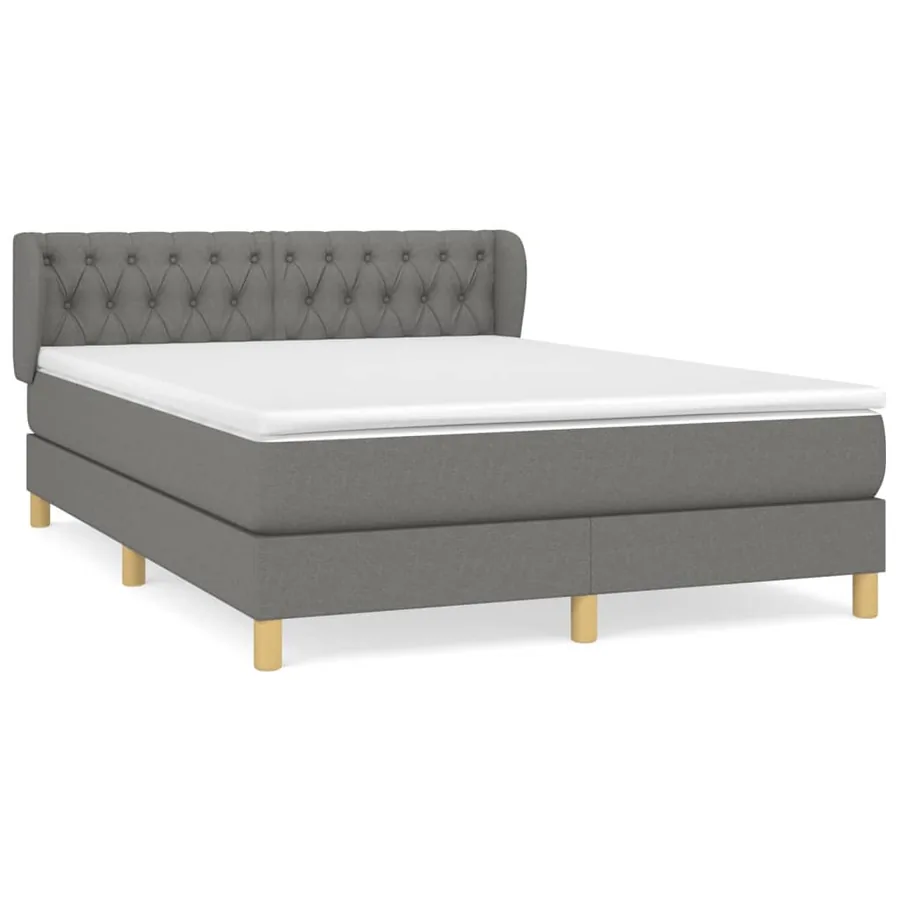 Sommier à lattes de lit avec matelas Gris foncé 140x200cm Tissu - 2