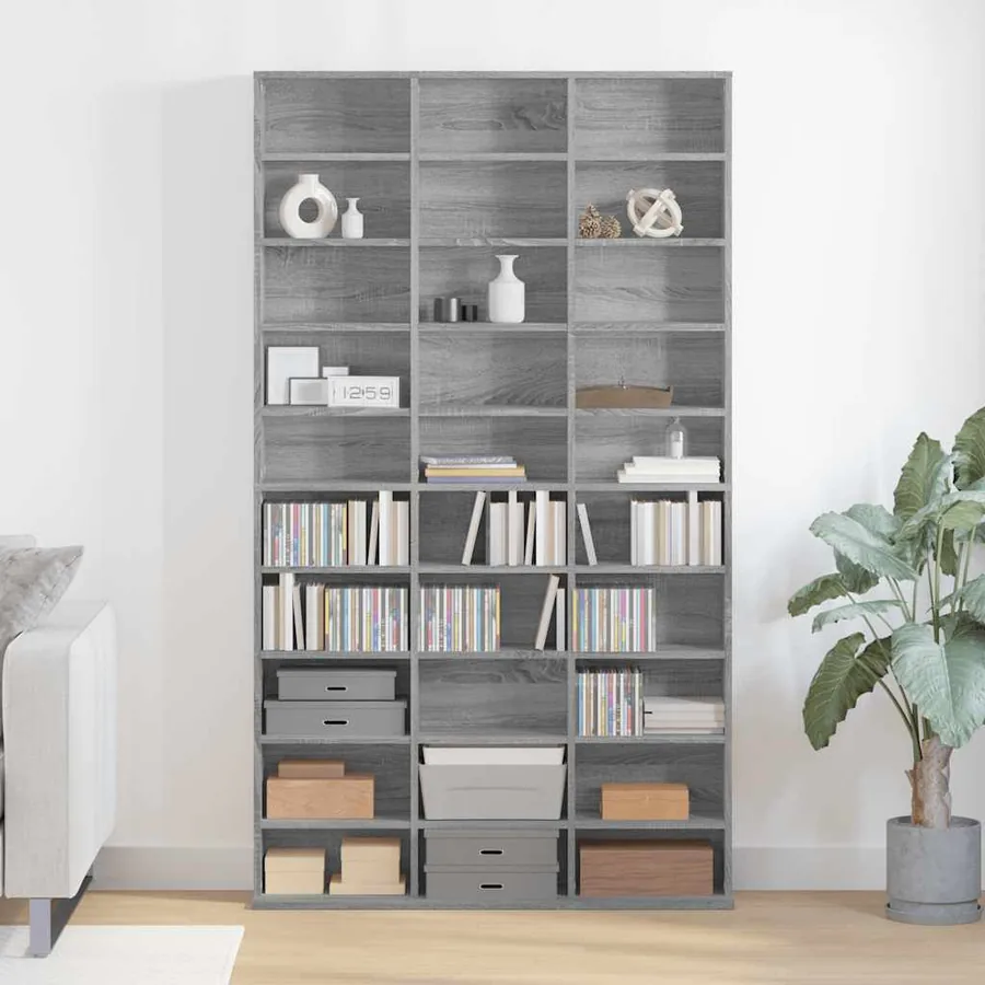Armoire à CD Sonoma gris 102x23x177,5 cm Bois d'ingénierie
