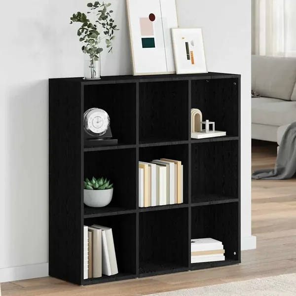Bibliothèque noir 98x29x97,5 cm bois d'ingénierie