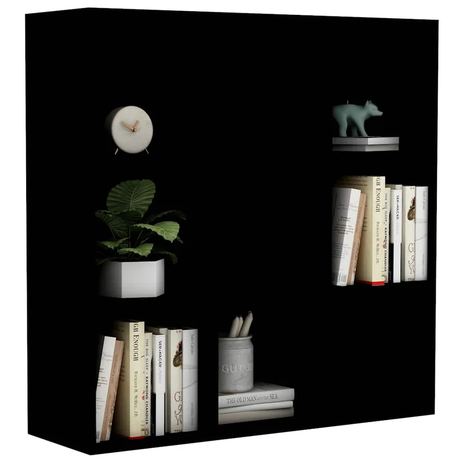 Bibliothèque noir 98x29x97,5 cm bois d'ingénierie - 4