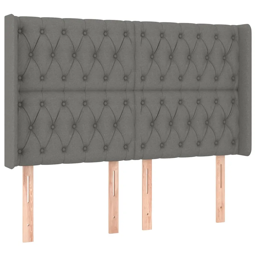 Tête de lit avec oreilles Gris foncé 147x16x118/128 cm Tissu - 2