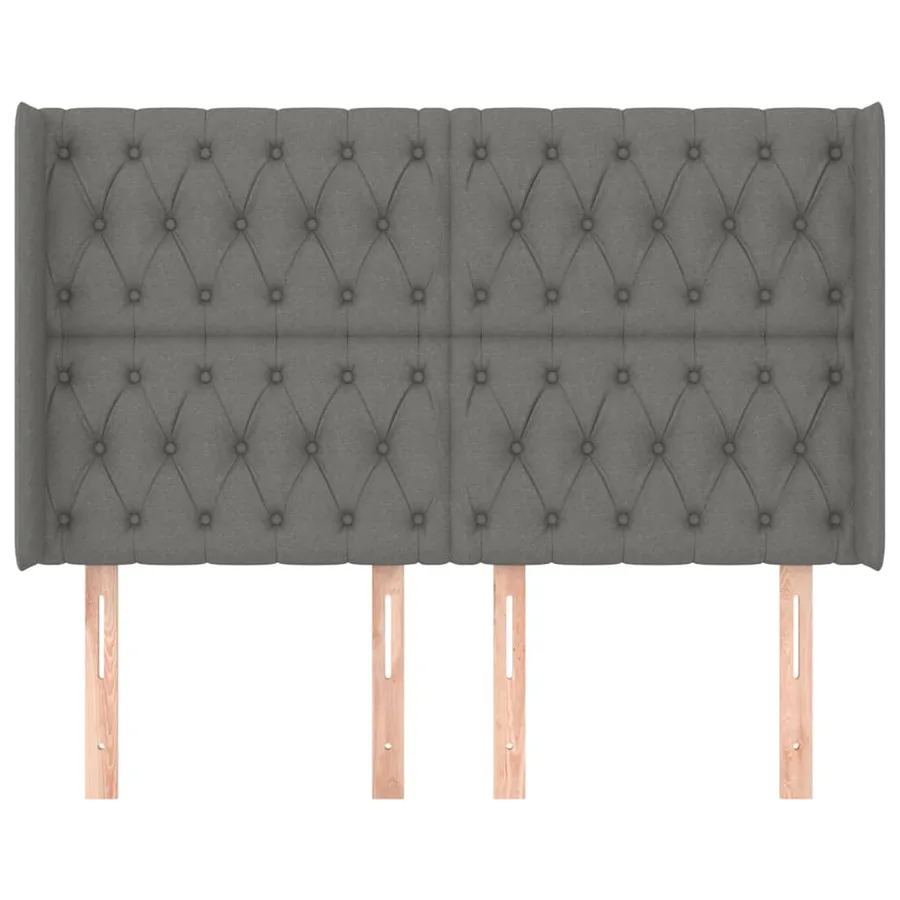 Tête de lit avec oreilles Gris foncé 147x16x118/128 cm Tissu - 3