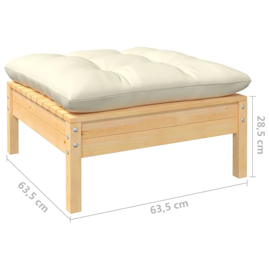 Salon de jardin 12 pcs avec coussins crème Bois de pin - 8