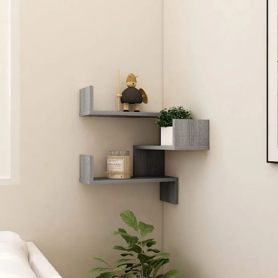 Étagère d'angle murale Sonoma gris 40x40x50cm Bois d'ingénierie - 3