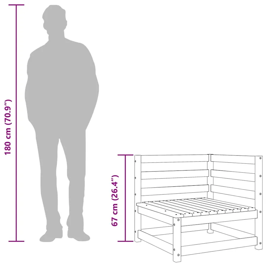 Canapés d'angle de jardin 2 pcs blanc bois de pin massif - 10