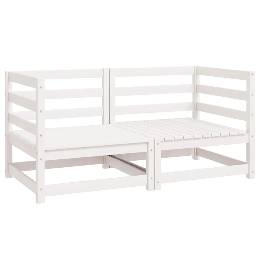 Canapés d'angle de jardin 2 pcs blanc bois de pin massif - 2