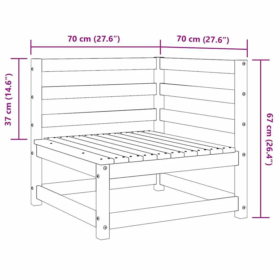 Canapés d'angle de jardin 2 pcs blanc bois de pin massif - 9