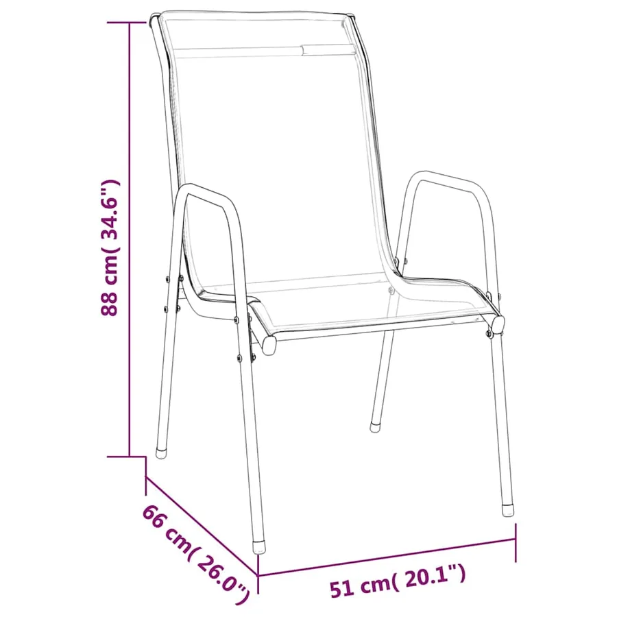 Chaises de jardin lot de 2 Acier et textilène Noir - 6