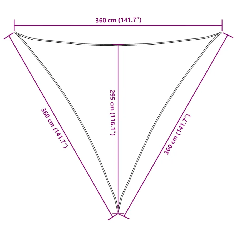Voile de parasol tissu oxford triangulaire 3,6x3,6x3,6 m noir - 10