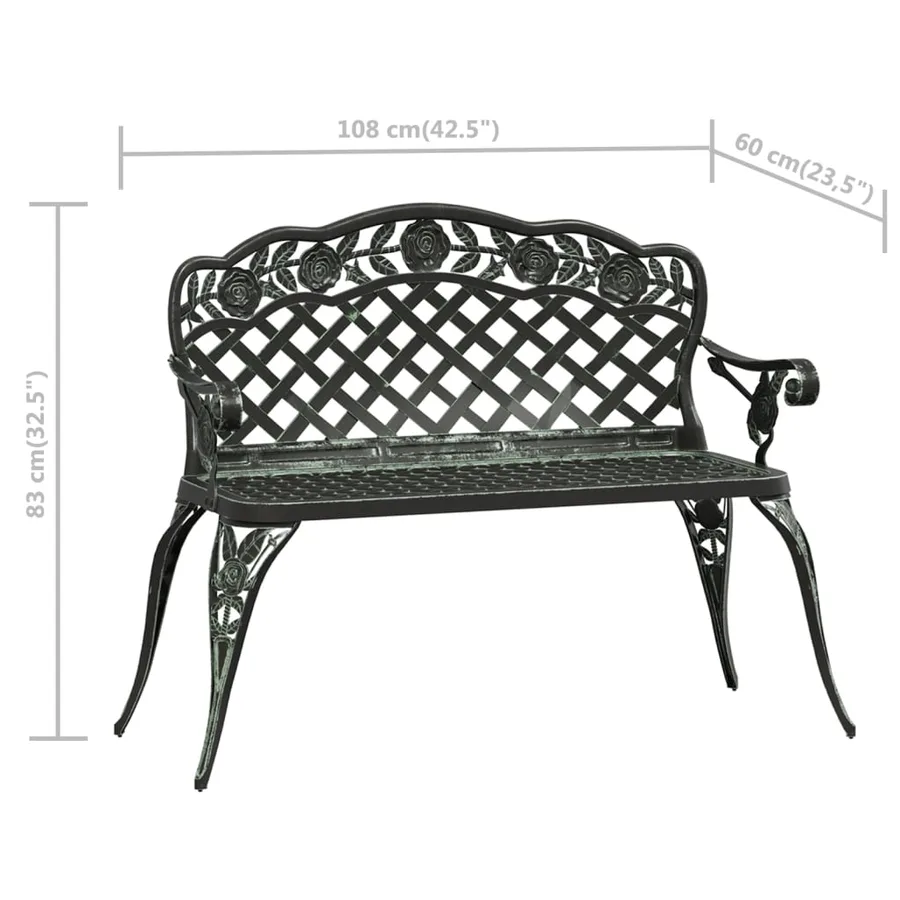 Banc de jardin 108 cm Aluminium coulé Vert - 7