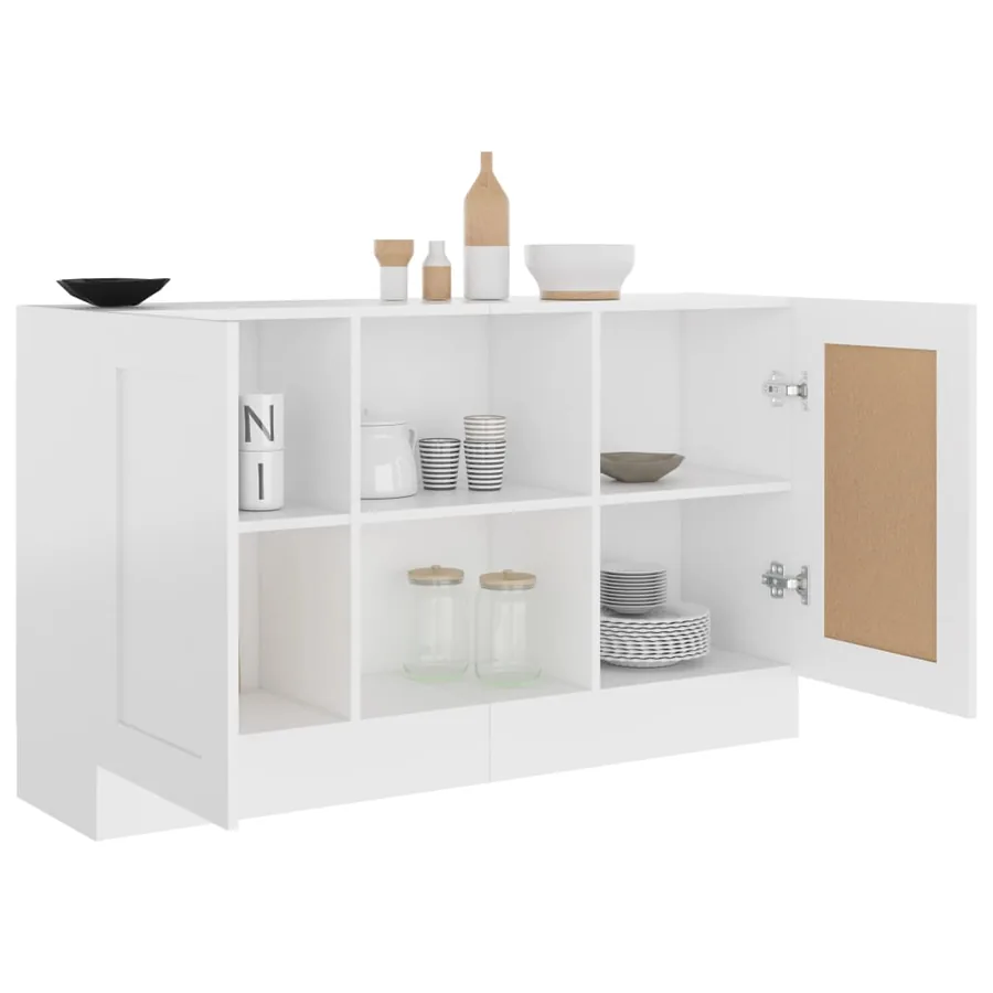 Buffet Blanc 120x30,5x70 cm Bois d'ingénierie - 7