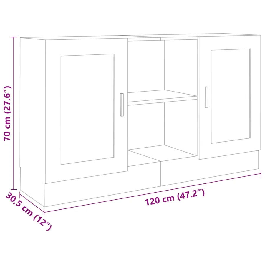 Buffet Blanc 120x30,5x70 cm Bois d'ingénierie - 8