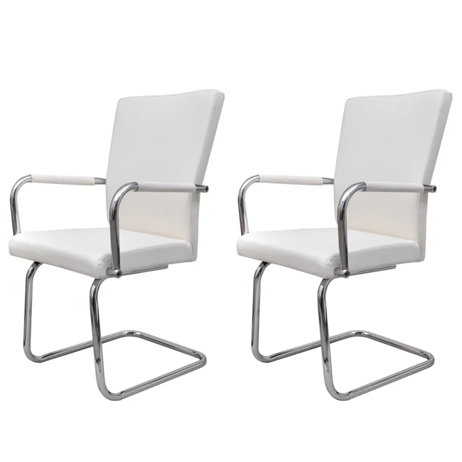 Chaises à manger cantilever lot de 2 blanc similicuir - 2