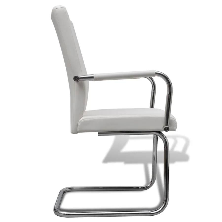 Chaises à manger cantilever lot de 2 blanc similicuir - 5