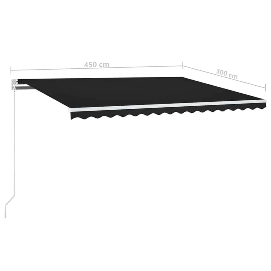 Auvent automatique et capteur de vent/LED 450x300 cm Anthracite - 10
