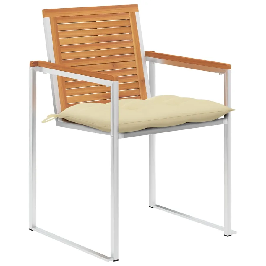 Chaises de jardin lot de 8 avec coussins Bois d'acacia solide - 2