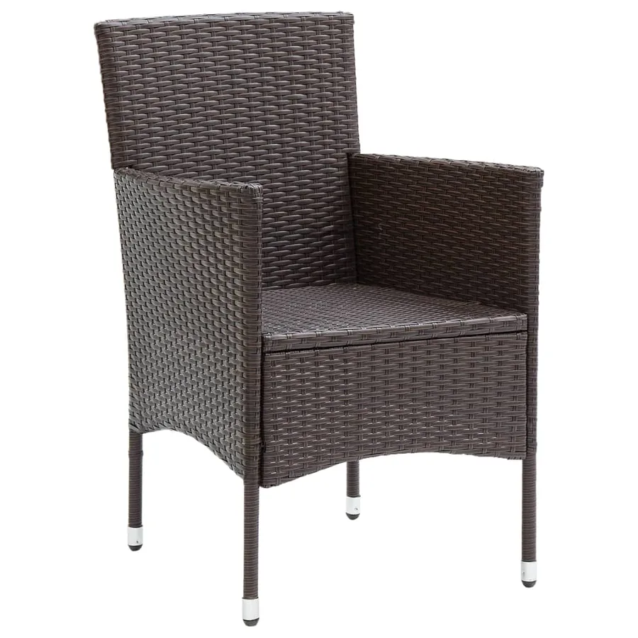 Chaises à manger de jardin lot de 4 Résine tressée Marron - 3