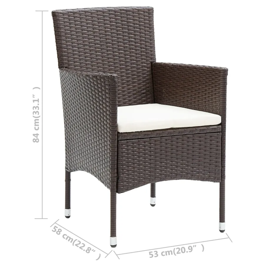 Chaises à manger de jardin lot de 4 Résine tressée Marron - 7