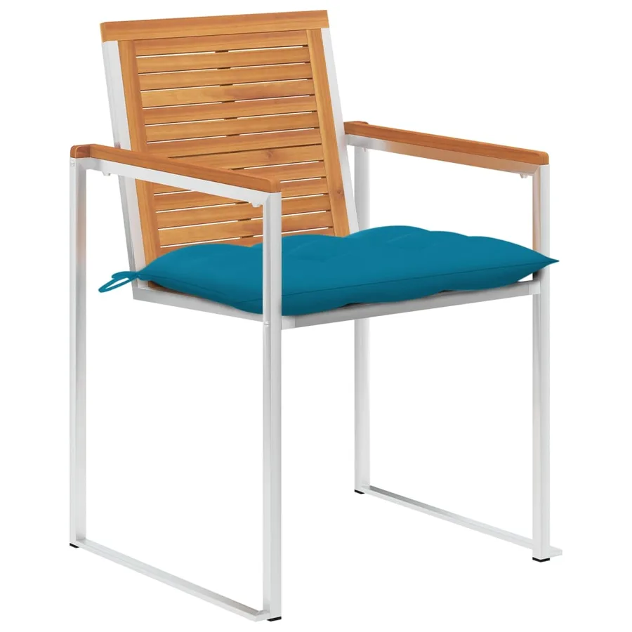 Chaises de jardin lot de 8 avec coussins Bois d'acacia solide - 2