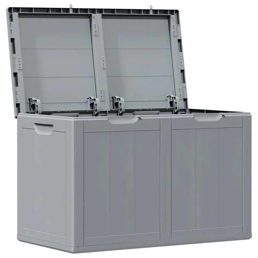 Boîte de rangement de jardin 180 L Gris PP aspect bois - 4