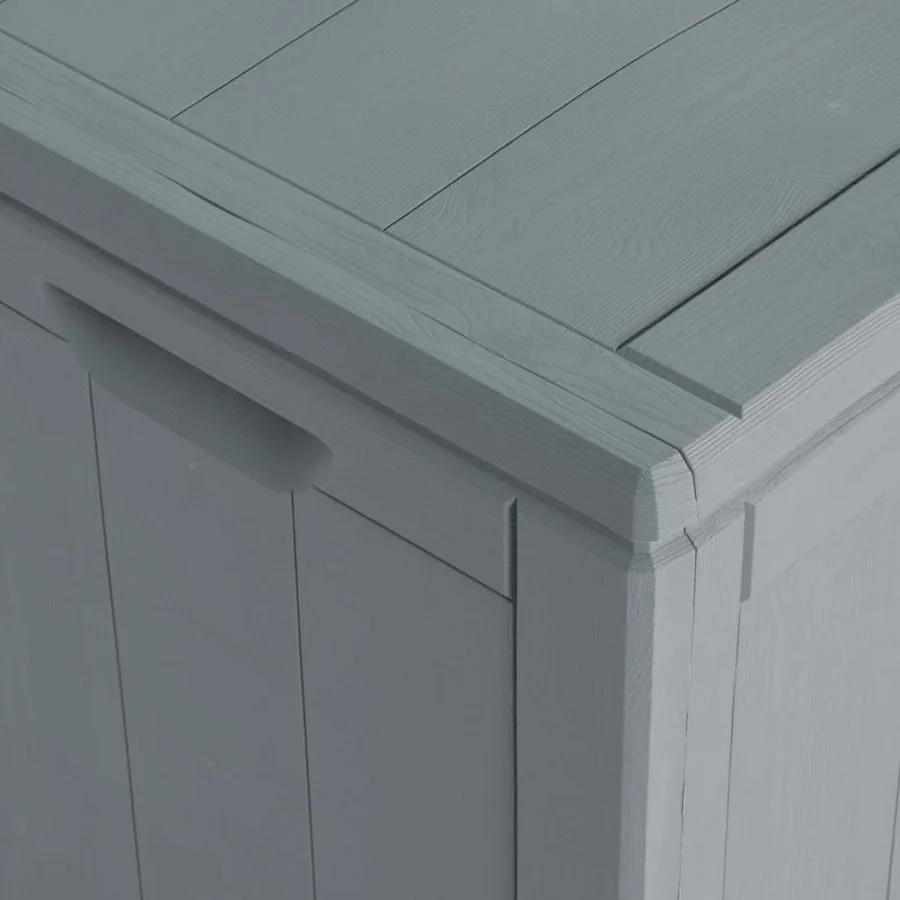 Boîte de rangement de jardin 180 L Gris PP aspect bois - 7