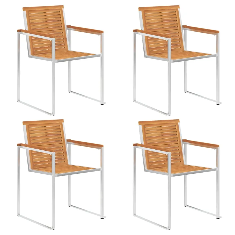 Chaises de jardin lot de 4 Bois d'acacia solide et inox