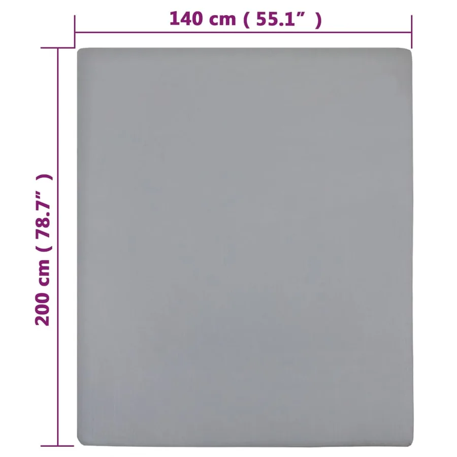 Draps-housses Jersey 2 pcs Gris 140x200 cm Coton - 5