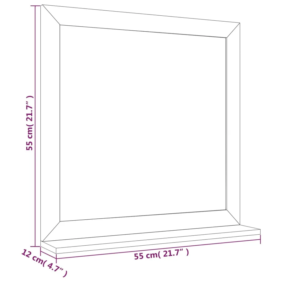 Miroir mural 55x55 cm Bois massif de noyer - 7
