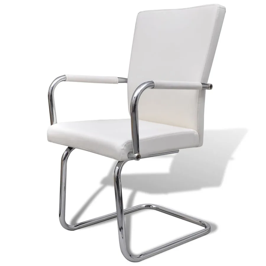 Chaises à manger cantilever lot de 4 blanc similicuir - 3