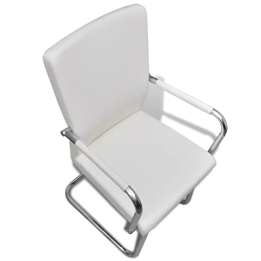 Chaises à manger cantilever lot de 4 blanc similicuir - 5